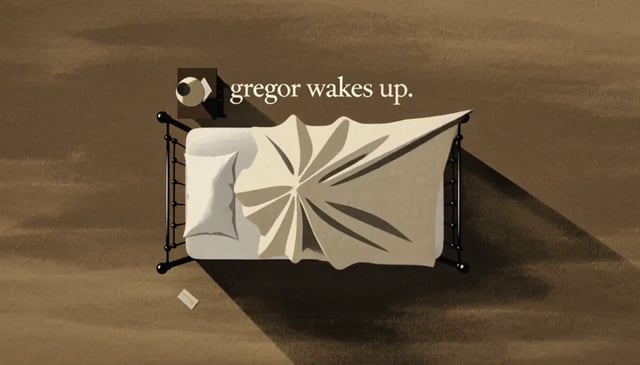 A top-down bedroom scene with a figure changing under a white blanket